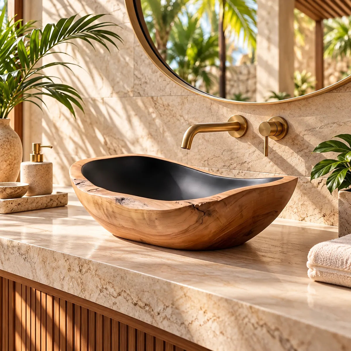 Sculptural Oval Vessel Sink | Organic Asymmetrical Countertop Bathroom Basin TT006-1MTN4DD