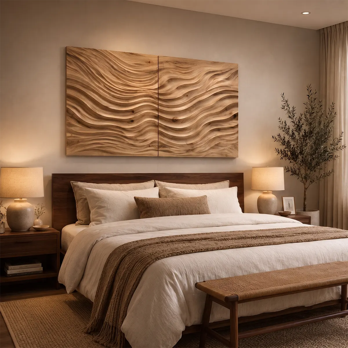 Modern Wood Wave Wall Art | Abstract Textured Wooden Wall Decor for Living Room, Bedroom & Office TT006-6640