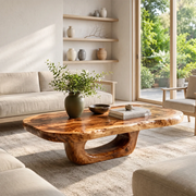 Organic Solid Wood Coffee Table | Sculptural Hardwood Coffee Table for Modern Living Room TT006-2961