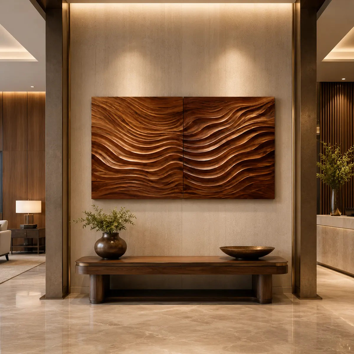 Modern Wood Wave Wall Art | Abstract Textured Wooden Wall Decor for Living Room, Bedroom & Office TT006-6640