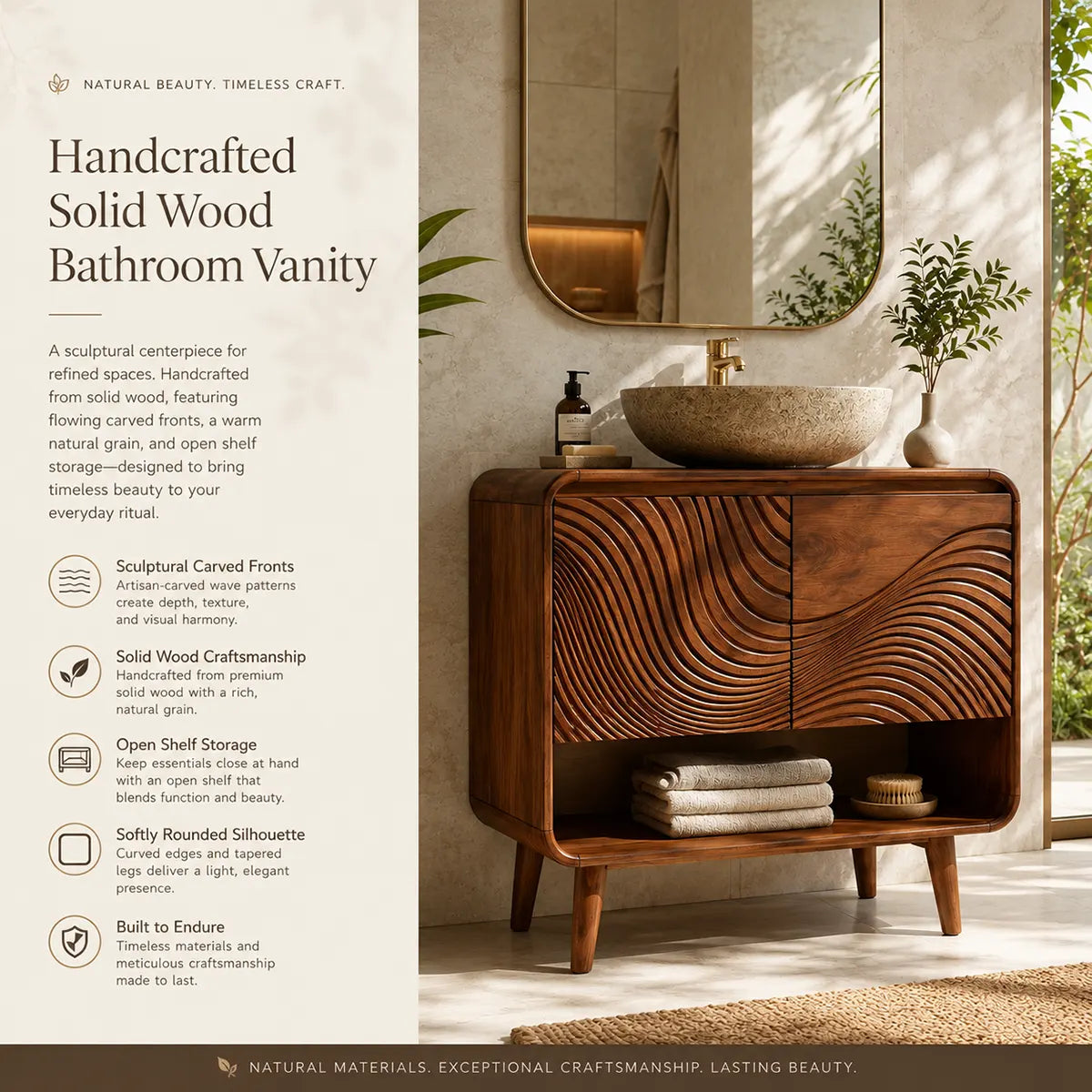 Curved Wave Single Sink Bathroom Vanity Cabinet TT006-7212