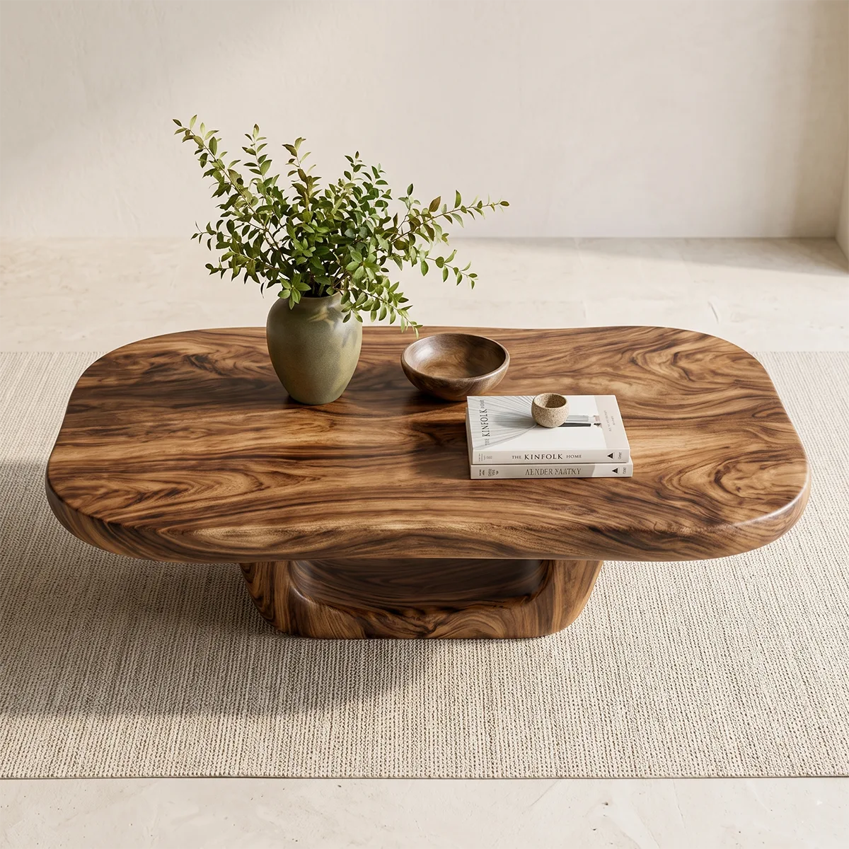 Organic Solid Wood Coffee Table | Sculptural Hardwood Coffee Table for Modern Living Room TT006-2961