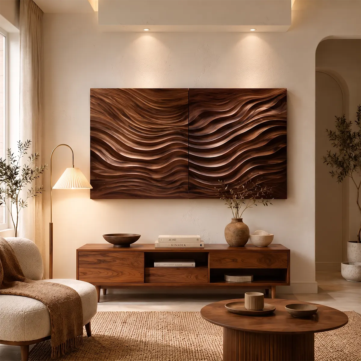 Modern Wood Wave Wall Art | Abstract Textured Wooden Wall Decor for Living Room, Bedroom & Office TT006-6640