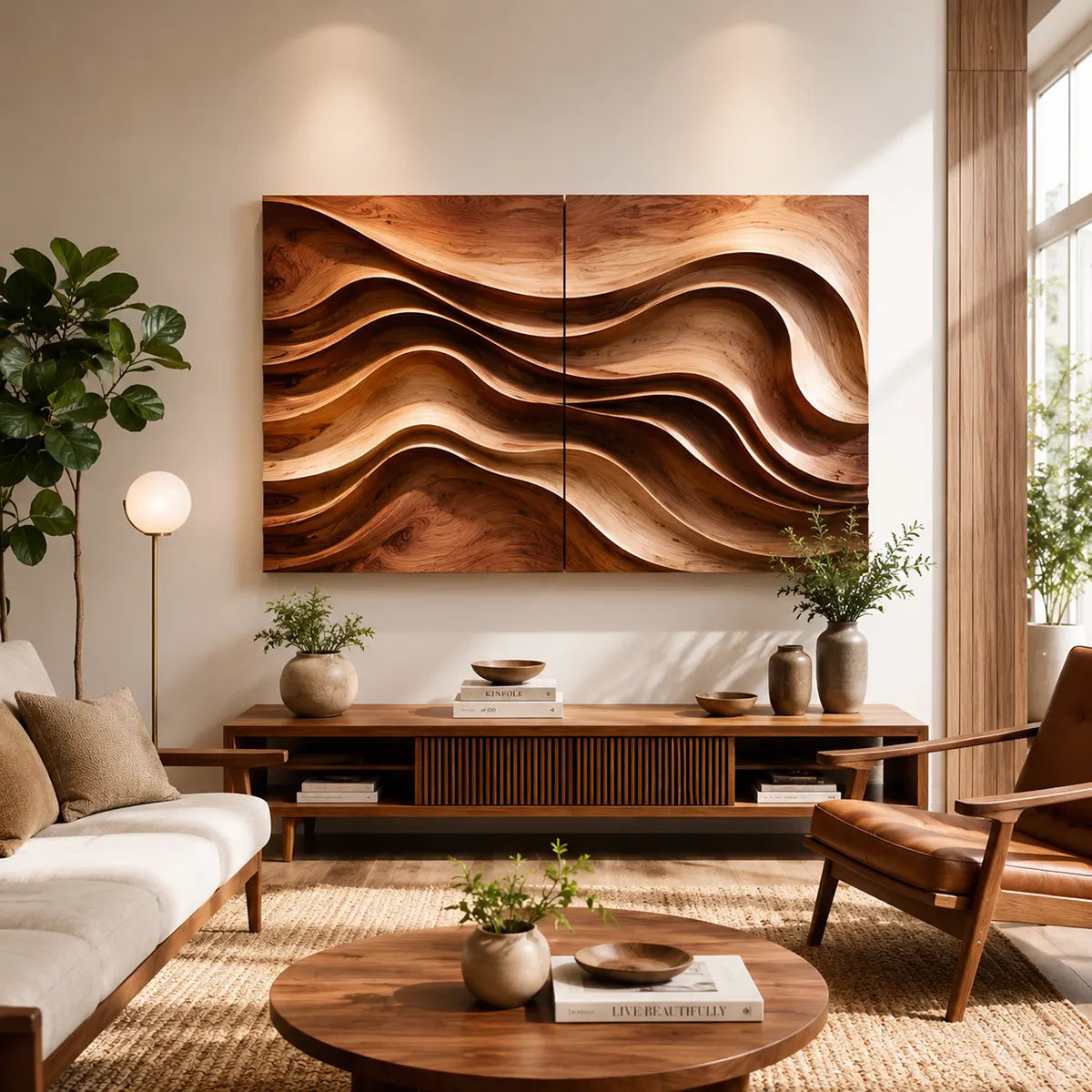 Modern Wood Wave Wall Art | Abstract Wooden Wall Decor for Living Room, Bedroom & Office TT006-6088