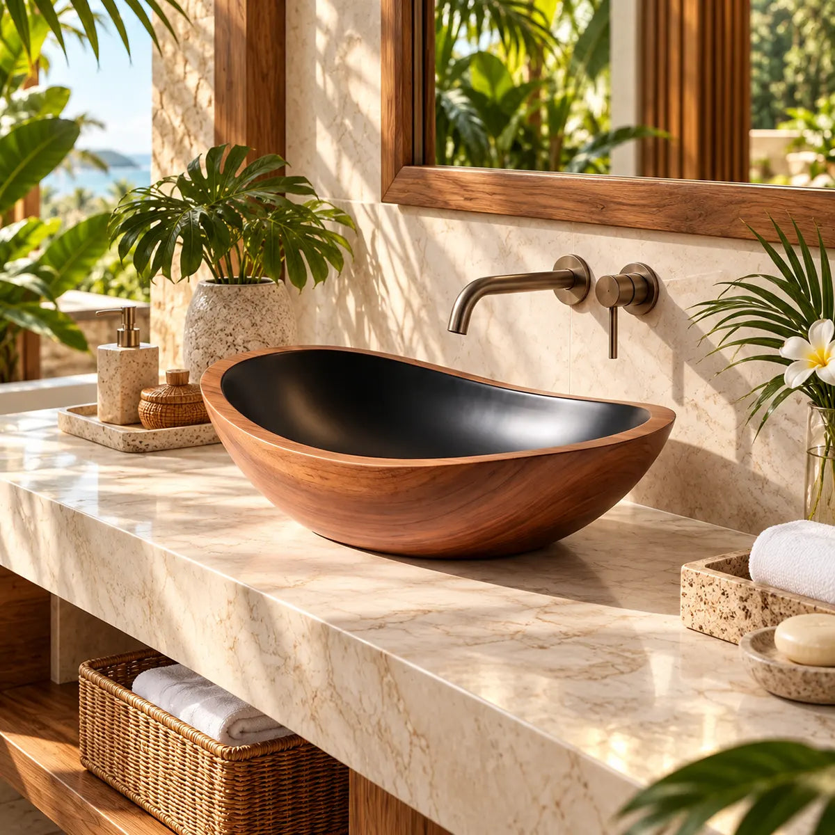 Elongated Oval Vessel Sink | Sculptural Countertop Bathroom Basin TT006-5KMP9YY