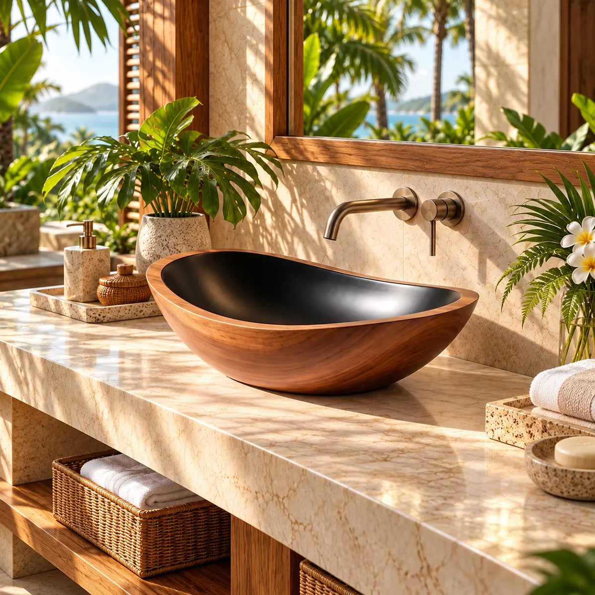 Elongated Oval Vessel Sink | Sculptural Countertop Bathroom Basin TT006-5KMP9YY