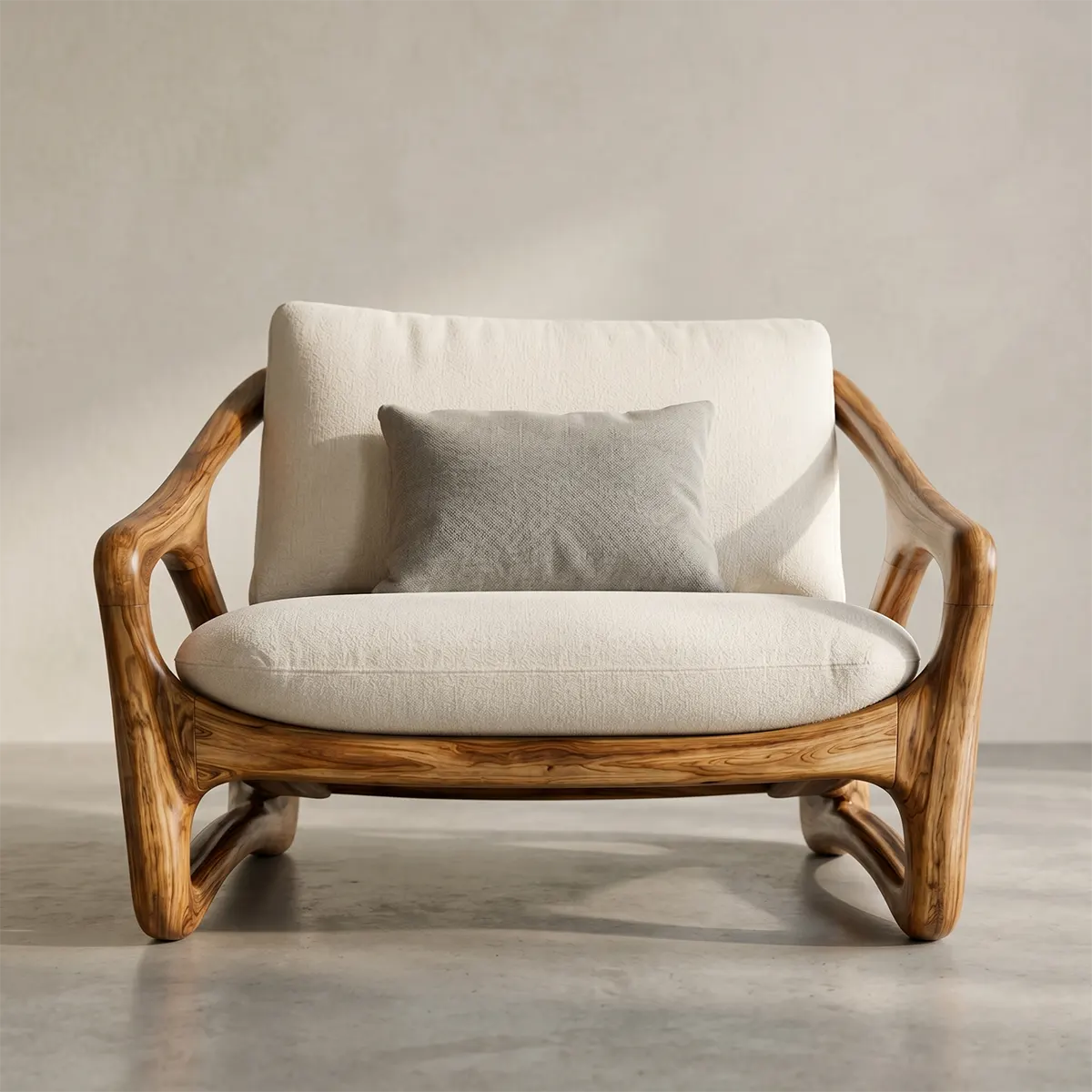 Organic Modern Solid Wood Lounge Chair | Sculptural Wooden Chair for Luxury Living Rooms TT006-5708