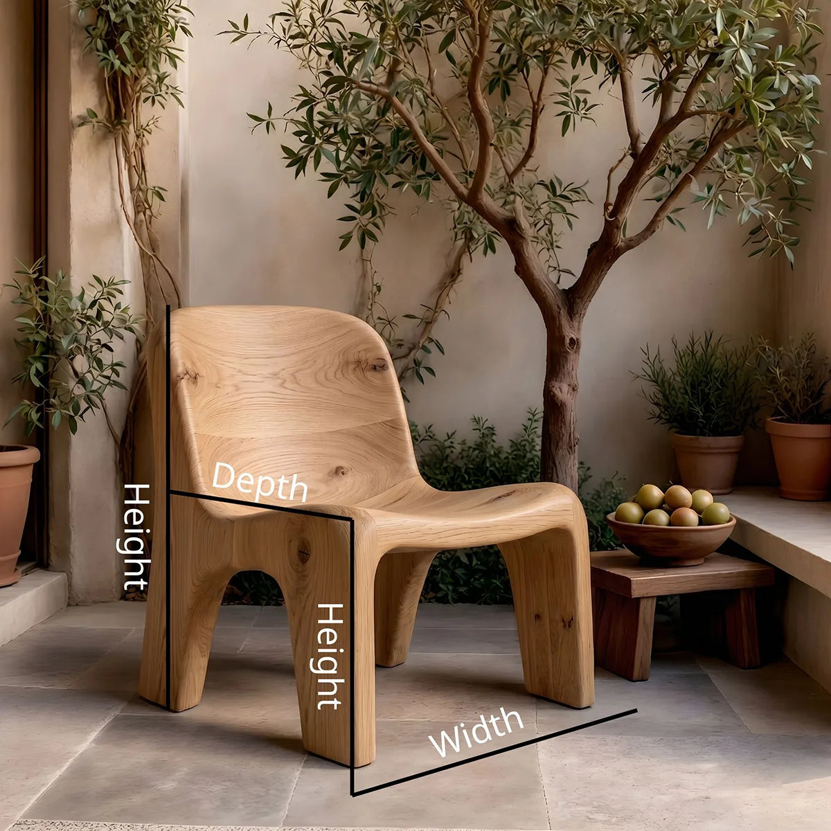 Handcrafted Solid Wood Lounge Chair Organic Flow Sculptural Accent Chair