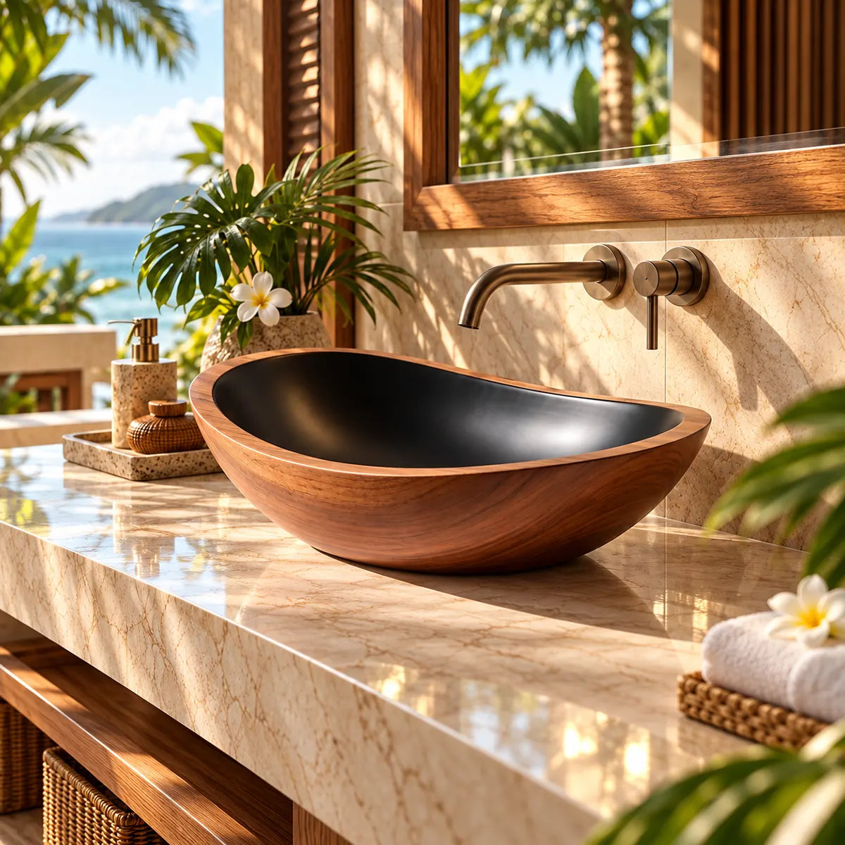 Elongated Oval Vessel Sink | Sculptural Countertop Bathroom Basin TT006-5KMP9YY