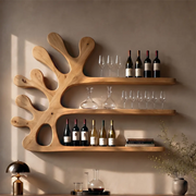 Sculptural Solid Wood Tree Wall Wine Rack for Home Bars & Wine Lovers TT006-9897