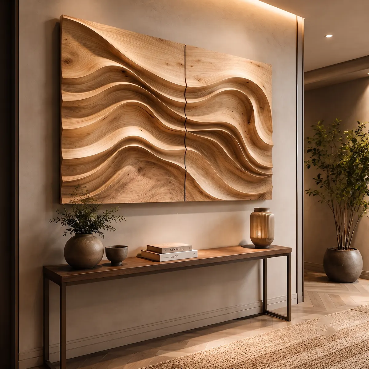 Modern Wood Wave Wall Art | Abstract Wooden Wall Decor for Living Room, Bedroom & Office TT006-6088