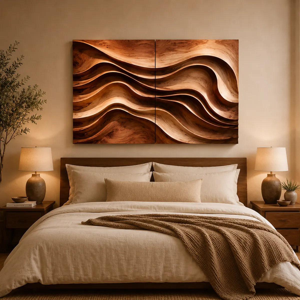 Modern Wood Wave Wall Art | Abstract Wooden Wall Decor for Living Room, Bedroom & Office TT006-6088