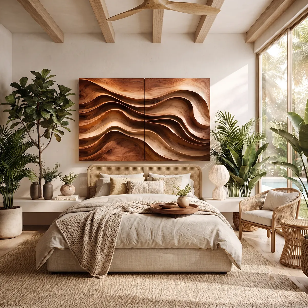 Modern Wood Wave Wall Art | Abstract Wooden Wall Decor for Living Room, Bedroom & Office TT006-6088