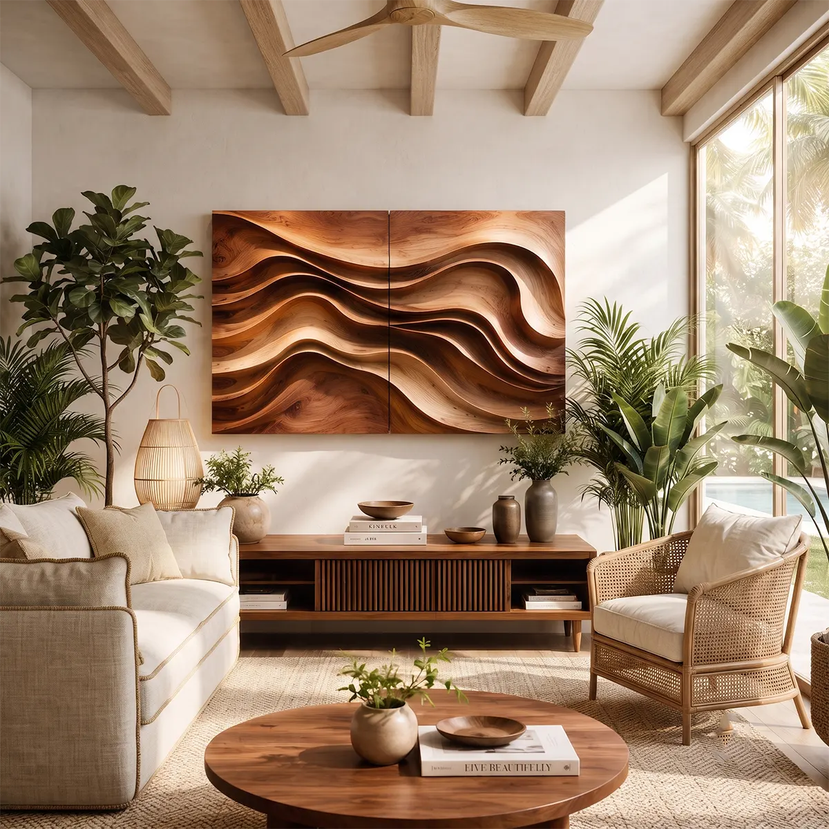Modern Wood Wave Wall Art | Abstract Wooden Wall Decor for Living Room, Bedroom & Office TT006-6088
