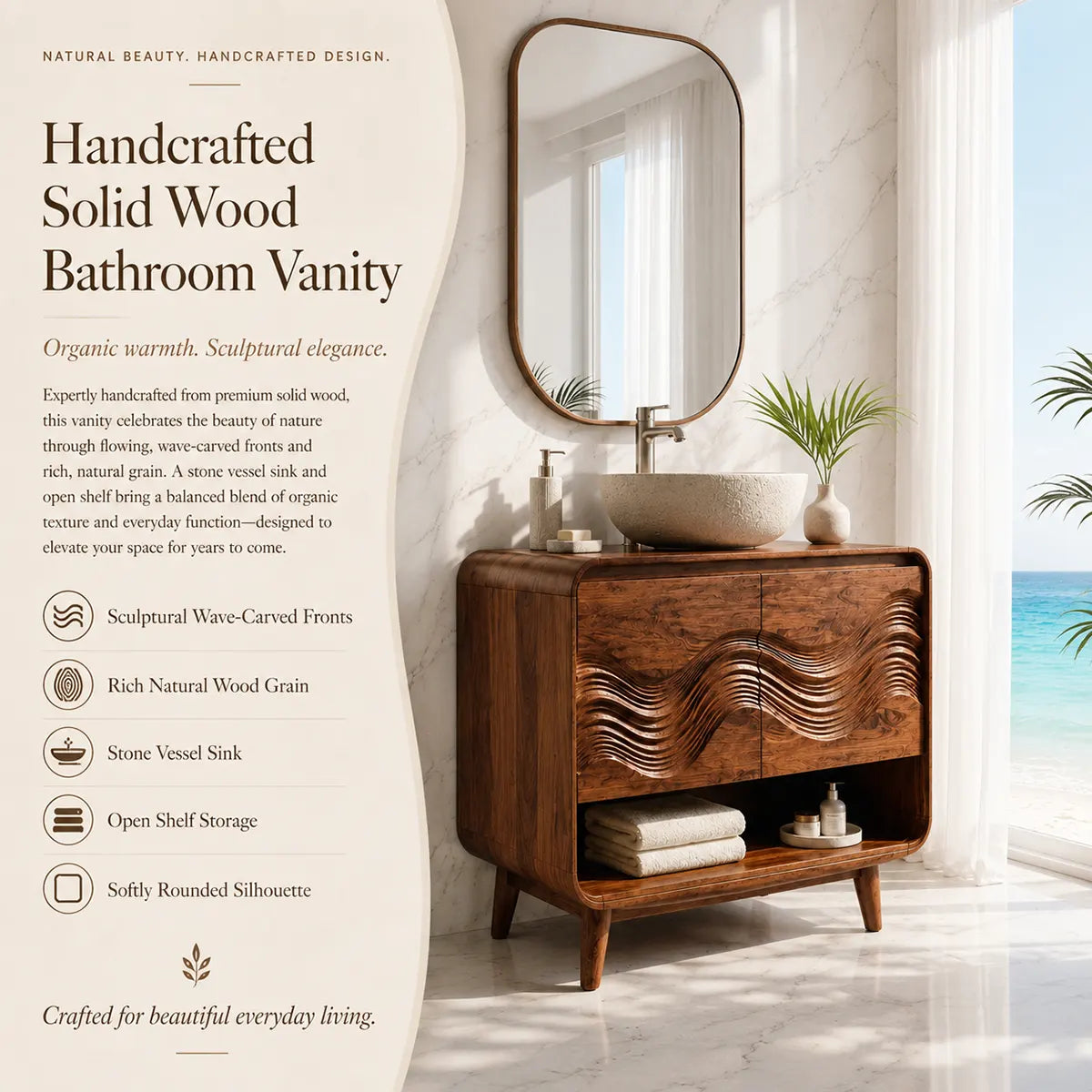 Modern Wave Single Sink Bathroom Vanity Cabinet TT006-2771