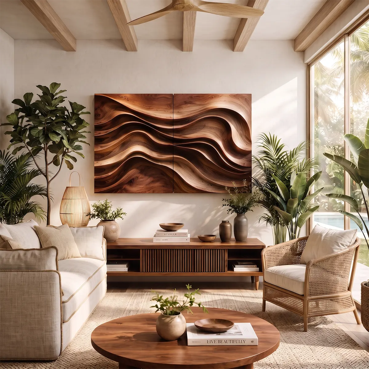 Modern Wood Wave Wall Art | Abstract Wooden Wall Decor for Living Room, Bedroom & Office TT006-6088