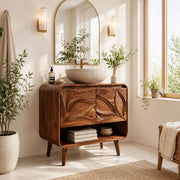 Leaf Carved Single Sink Bathroom Vanity Cabinet TT006-6917