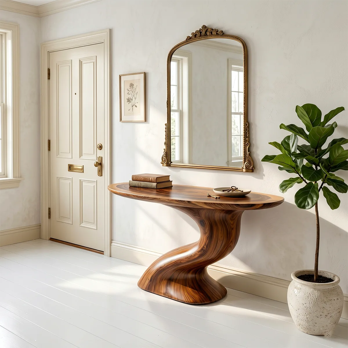 Handcrafted Natural Wood Entryway Console Table