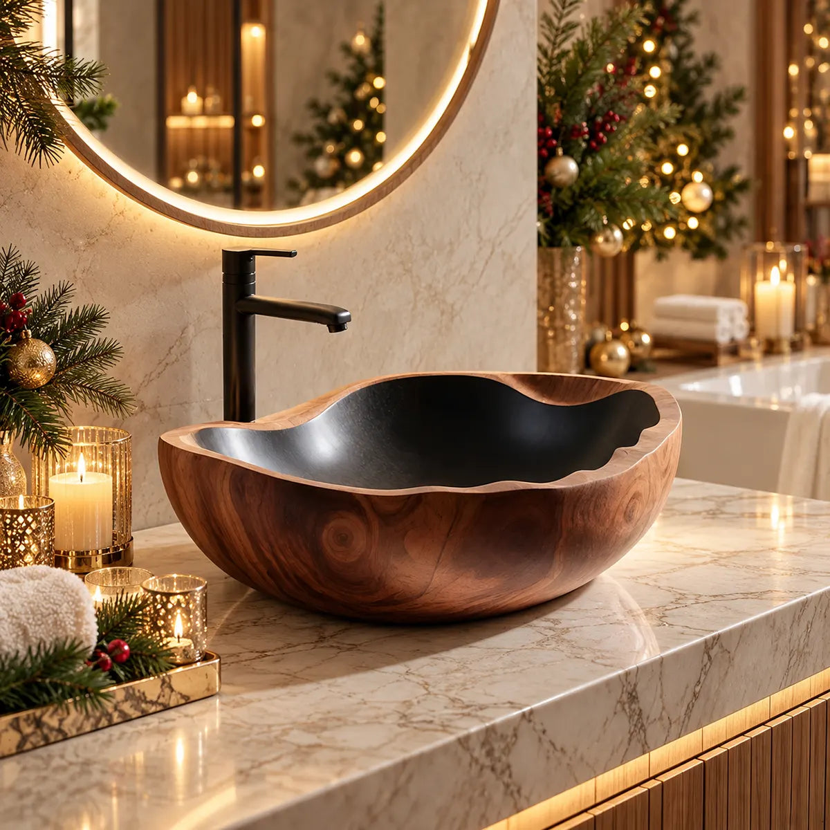 Organic Sculptural Vessel Sink | Asymmetrical Countertop Bathroom Basin TT006-4GZO8GS
