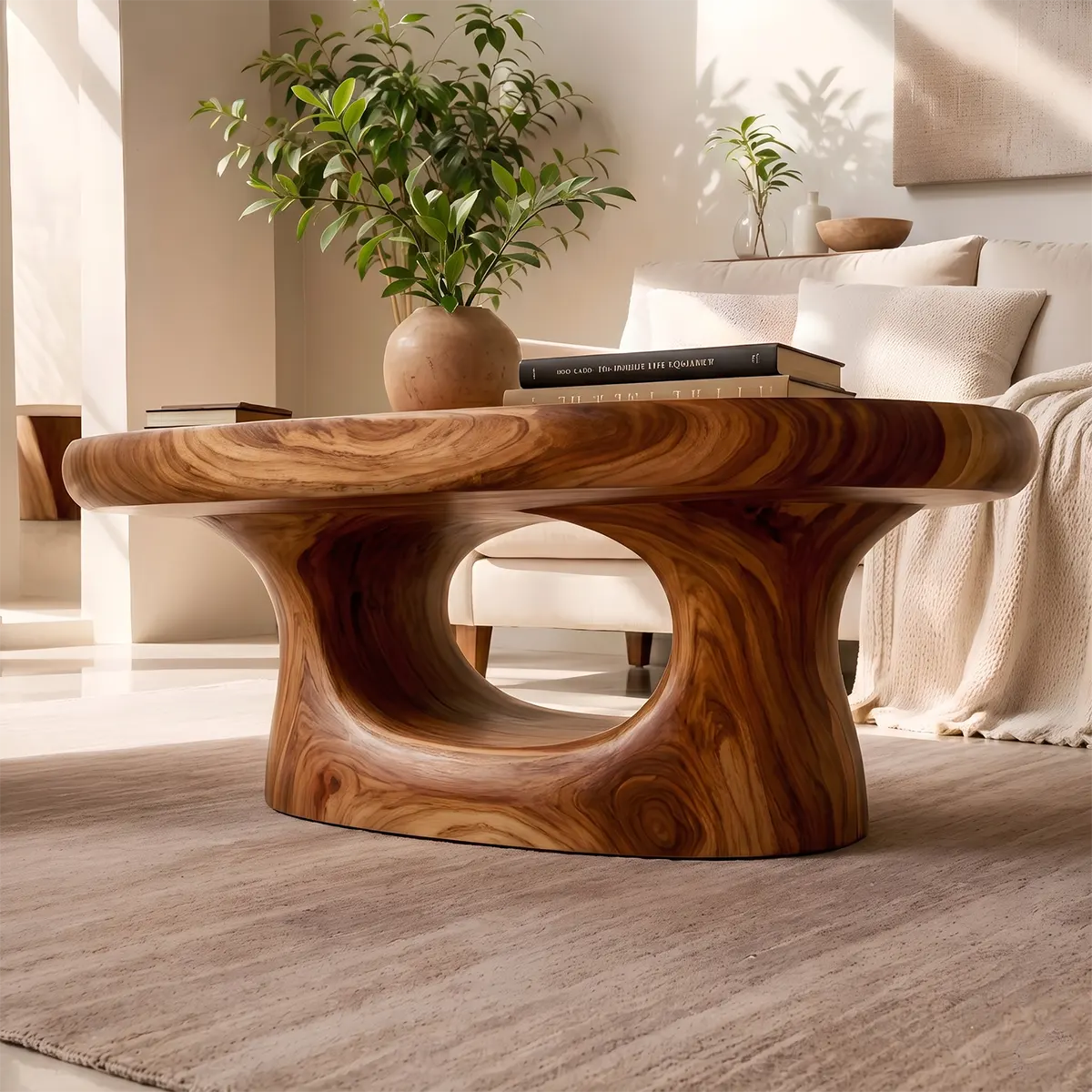 Modern Oval Coffee Table | Organic Sculptural Cocktail Table for Contemporary Living Room TT006-8612