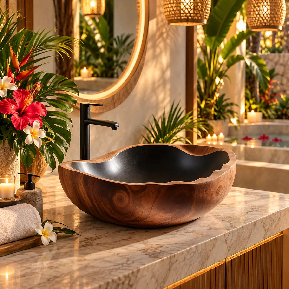 Organic Sculptural Vessel Sink | Asymmetrical Countertop Bathroom Basin TT006-4GZO8GS