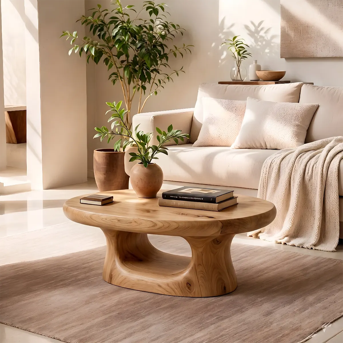 Modern Oval Coffee Table | Organic Sculptural Cocktail Table for Contemporary Living Room TT006-8612