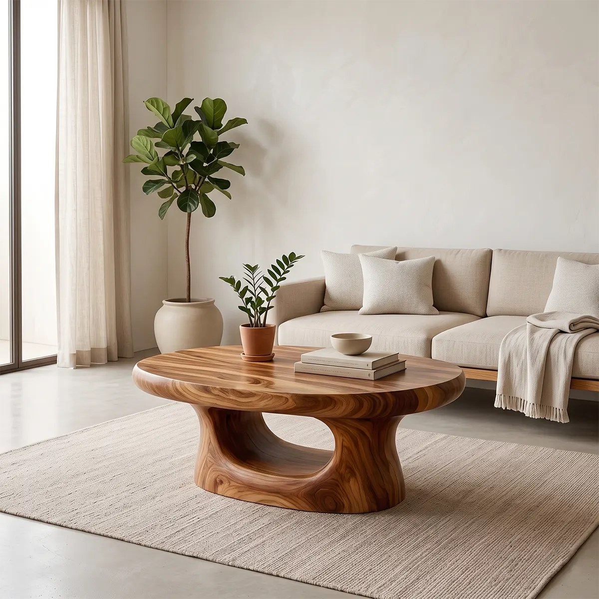 Modern Oval Coffee Table | Organic Sculptural Cocktail Table for Contemporary Living Room TT006-8612