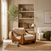 Organic Modern Solid Wood Lounge Chair | Handcrafted Sculptural Wooden Accent Chair TT006-8588