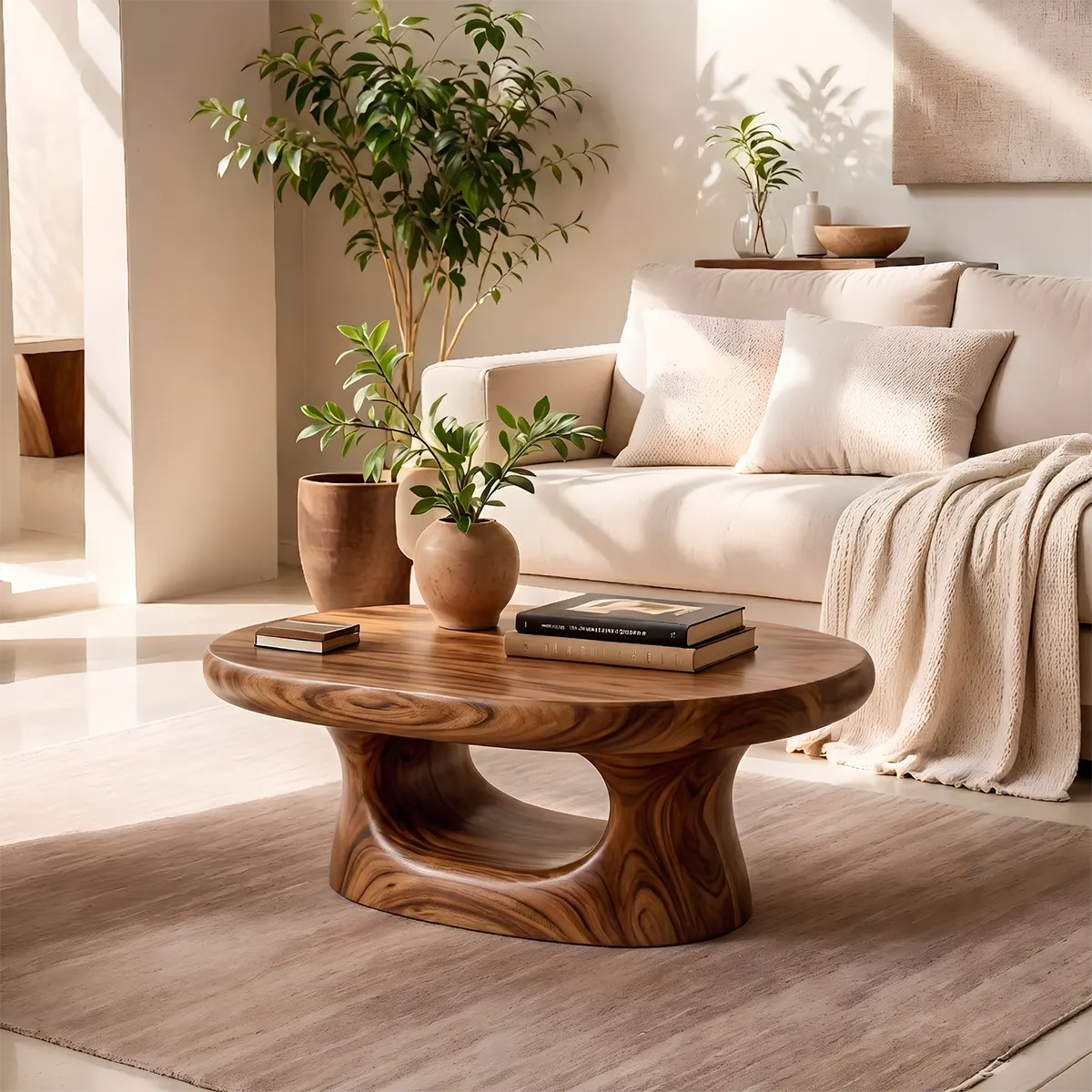Modern Oval Coffee Table | Organic Sculptural Cocktail Table for Contemporary Living Room TT006-8612