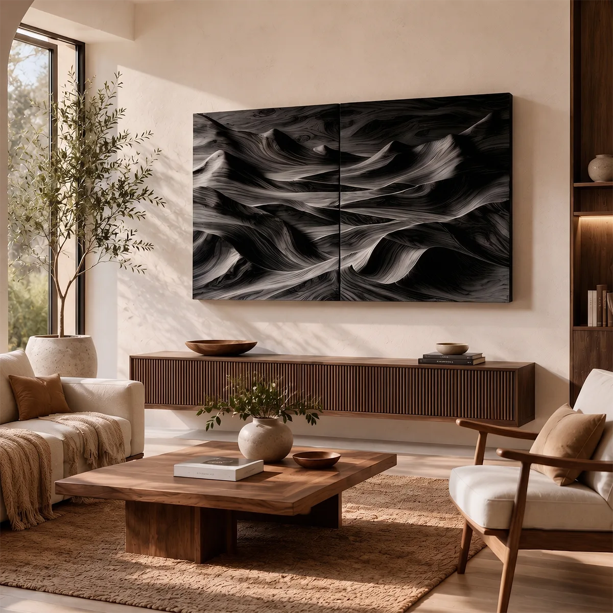 Abstract Wood Mountain Wall Art | Modern Wooden Wall Decor for Living Room, Bedroom & Office TT006-4329