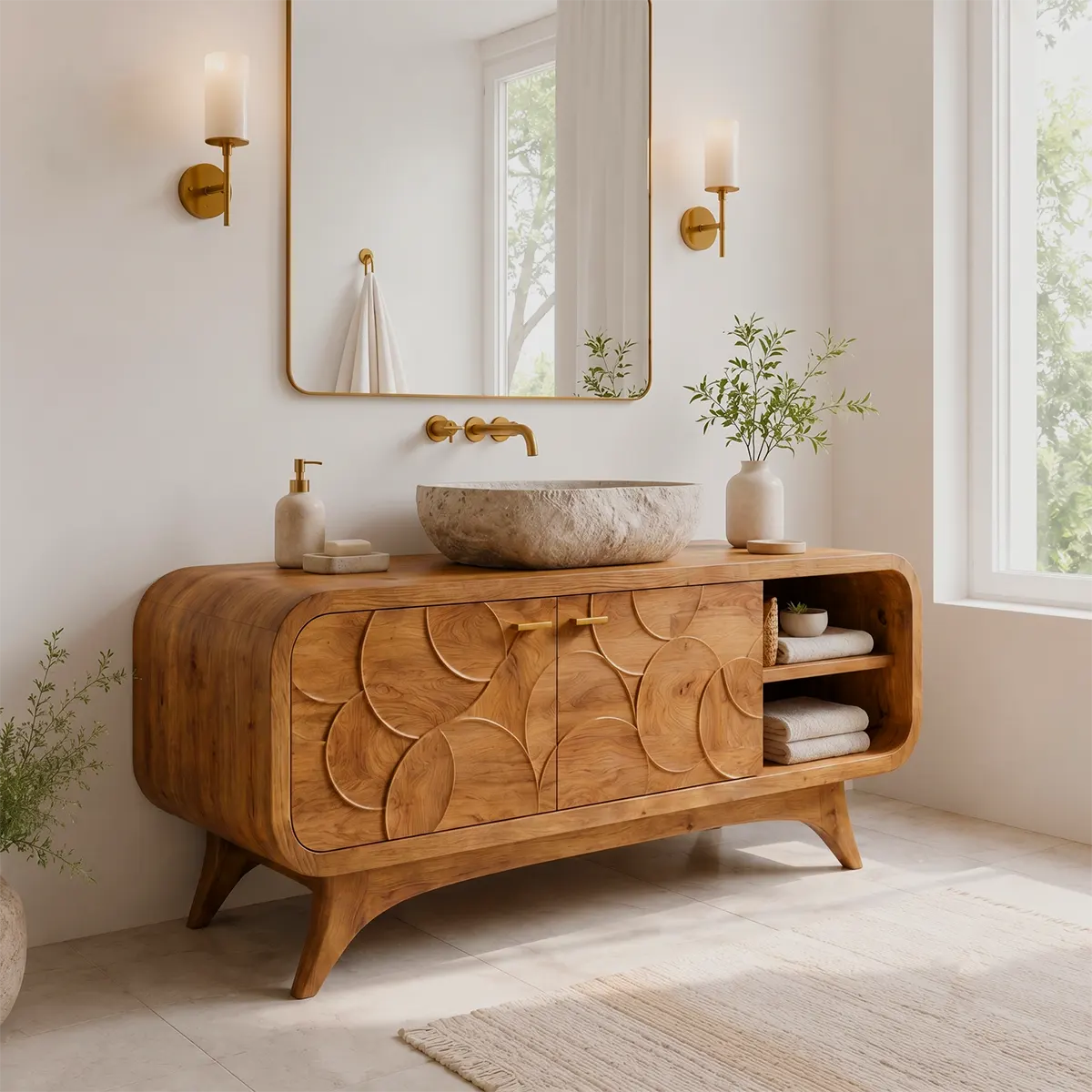 Modern Geometric Single Sink Bathroom Vanity Cabinet TT006-5339