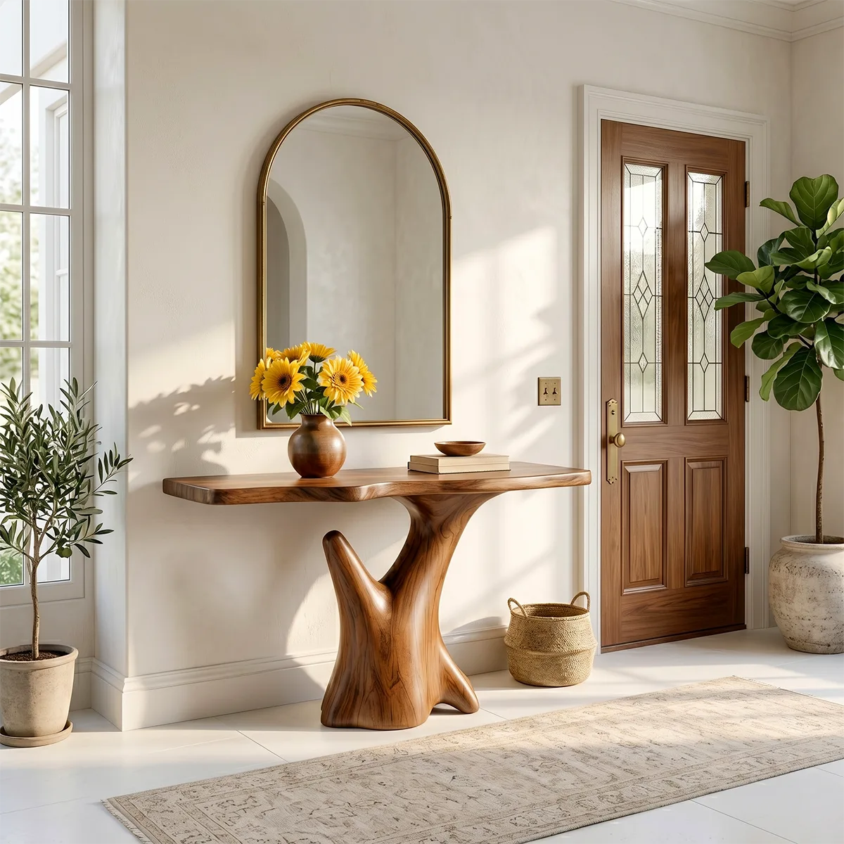 Solid Wood Console Table, Modern Entryway for Home Decor