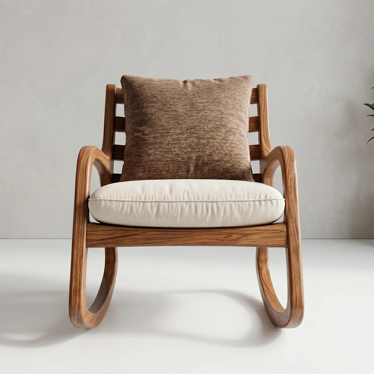 Handcrafted Solid Wood Rocking Lounge Chair, Organic Walnut Accent Chair