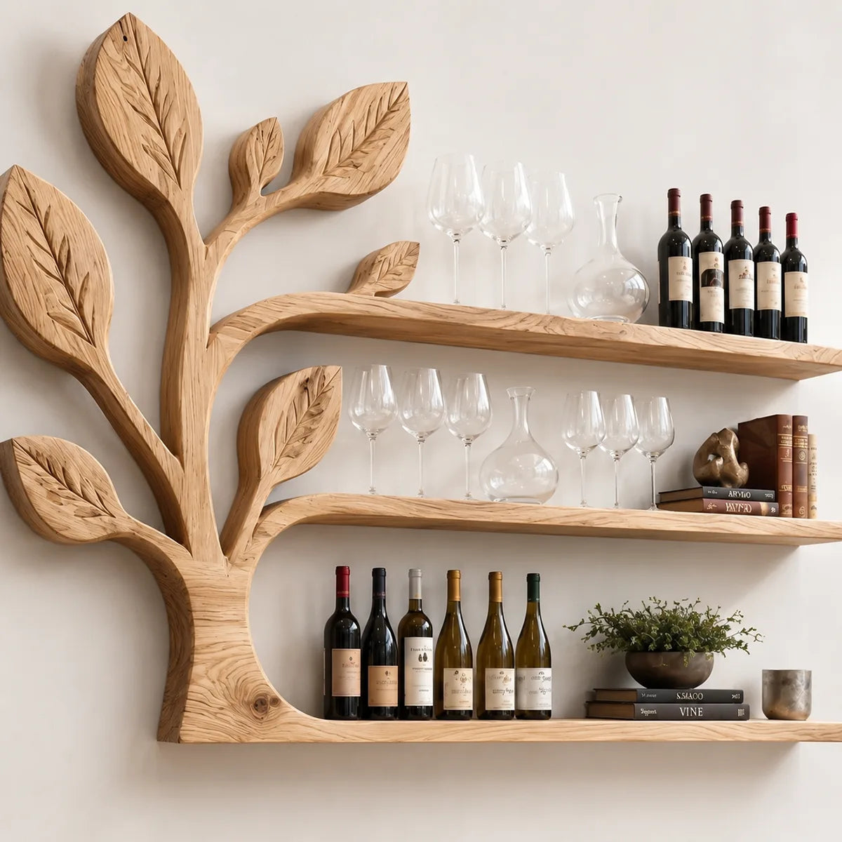 Arbor Flow Solid Wood Wall Wine Rack for Modern Dining Rooms TT006-9903