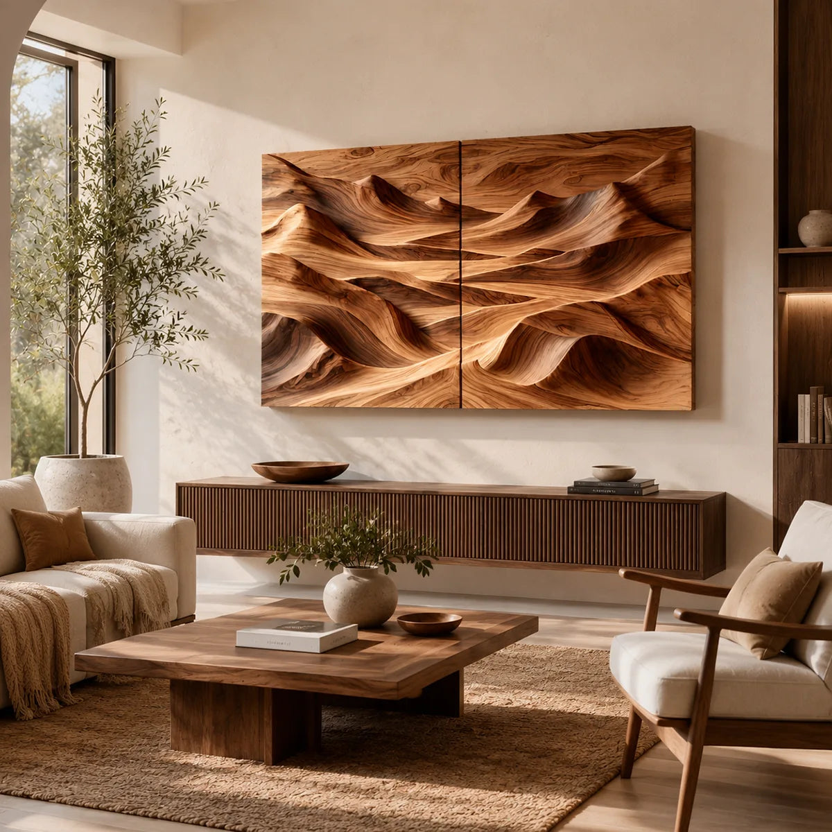 Abstract Wood Mountain Wall Art | Modern Wooden Wall Decor for Living Room, Bedroom & Office TT006-4329