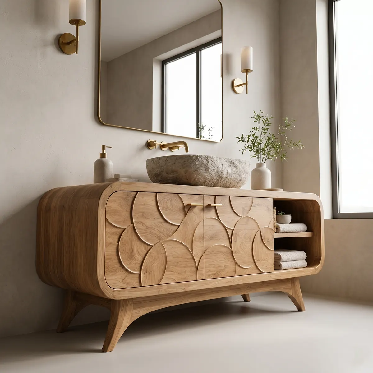 Modern Geometric Single Sink Bathroom Vanity Cabinet TT006-5339