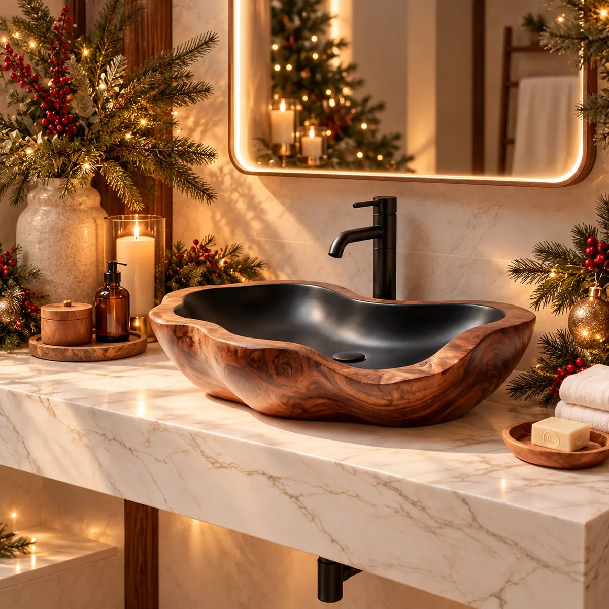 Organic Freeform Vessel Sink | Sculptural Asymmetrical Countertop Bathroom Basin TT006-1UMX3XP
