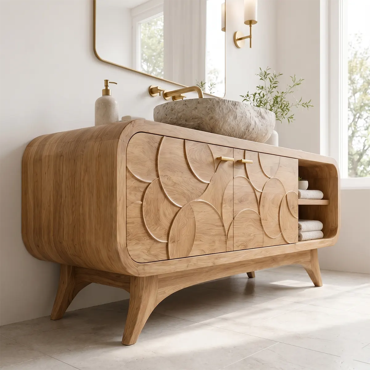 Modern Geometric Single Sink Bathroom Vanity Cabinet TT006-5339