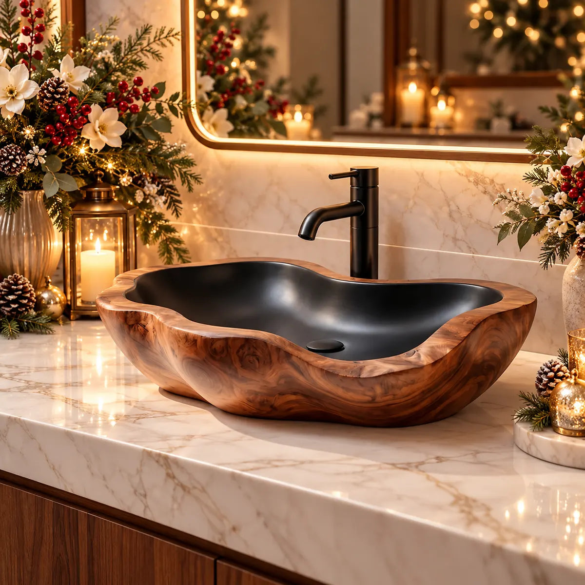 Organic Freeform Vessel Sink | Sculptural Asymmetrical Countertop Bathroom Basin TT006-1UMX3XP