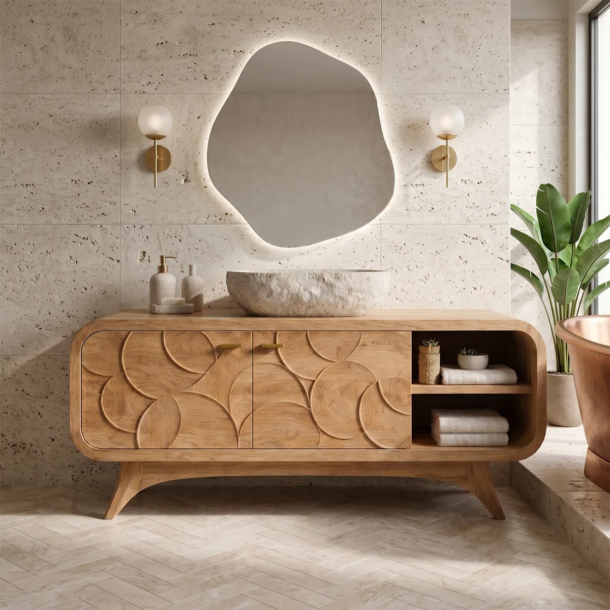 Modern Geometric Single Sink Bathroom Vanity Cabinet TT006-5339