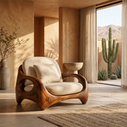 Organic Modern Solid Wood Lounge Chair | Sculptural Handcrafted Wooden Accent Chair TT006-3914