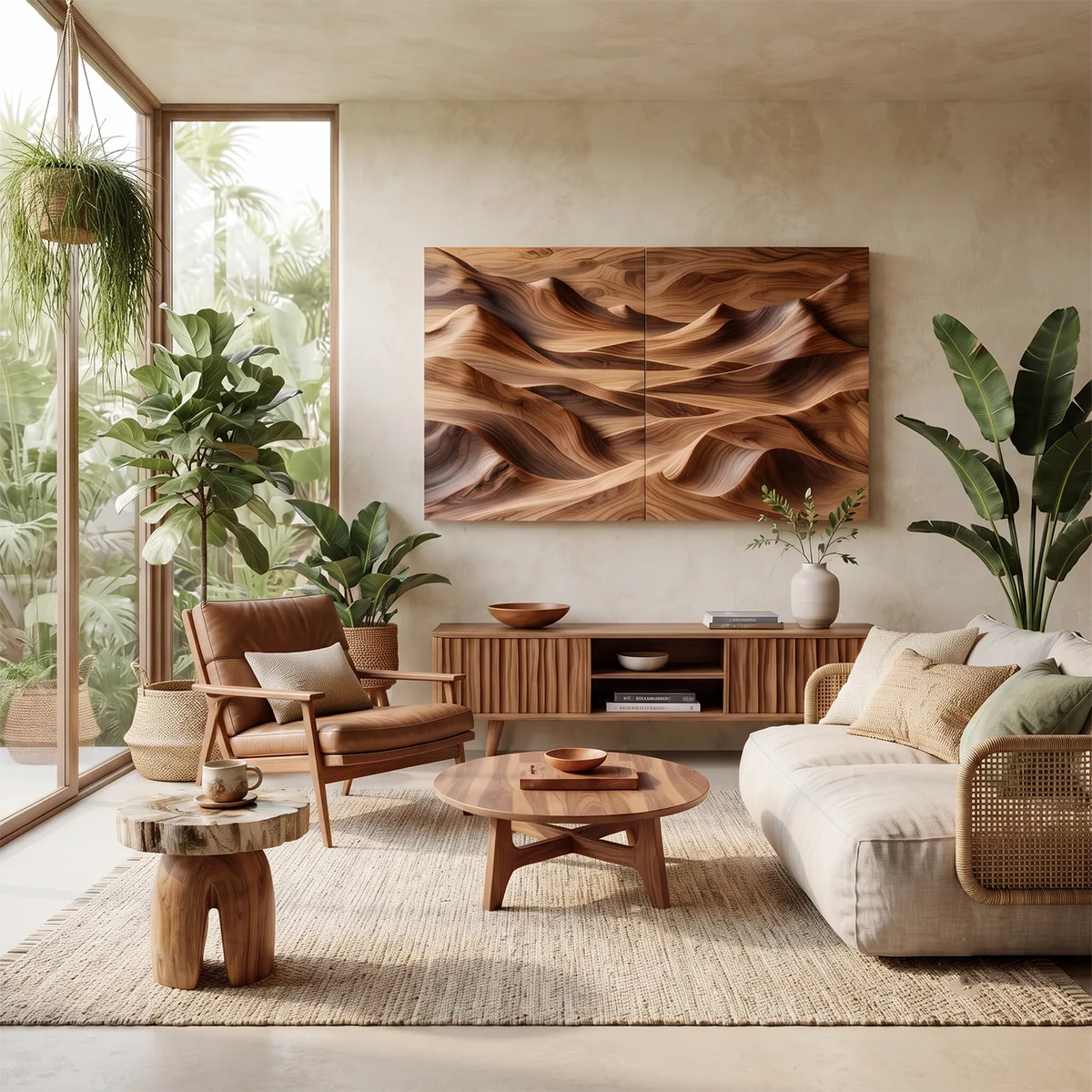 Abstract Wood Mountain Wall Art | Modern Wooden Wall Decor for Living Room, Bedroom & Office TT006-4329
