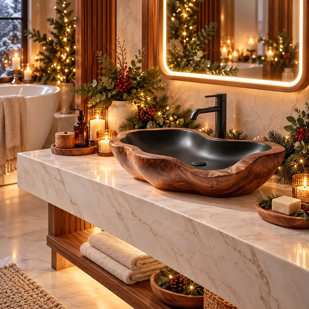 Organic Freeform Vessel Sink | Sculptural Asymmetrical Countertop Bathroom Basin TT006-1UMX3XP