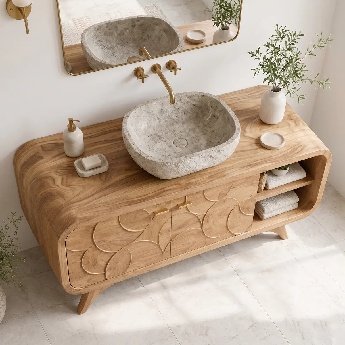 Modern Geometric Single Sink Bathroom Vanity Cabinet TT006-5339