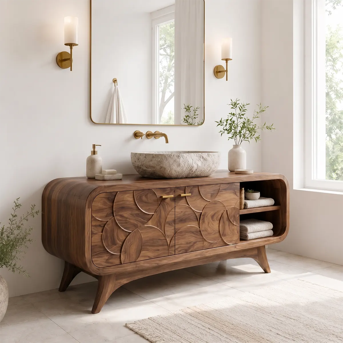 Modern Geometric Single Sink Bathroom Vanity Cabinet TT006-5339