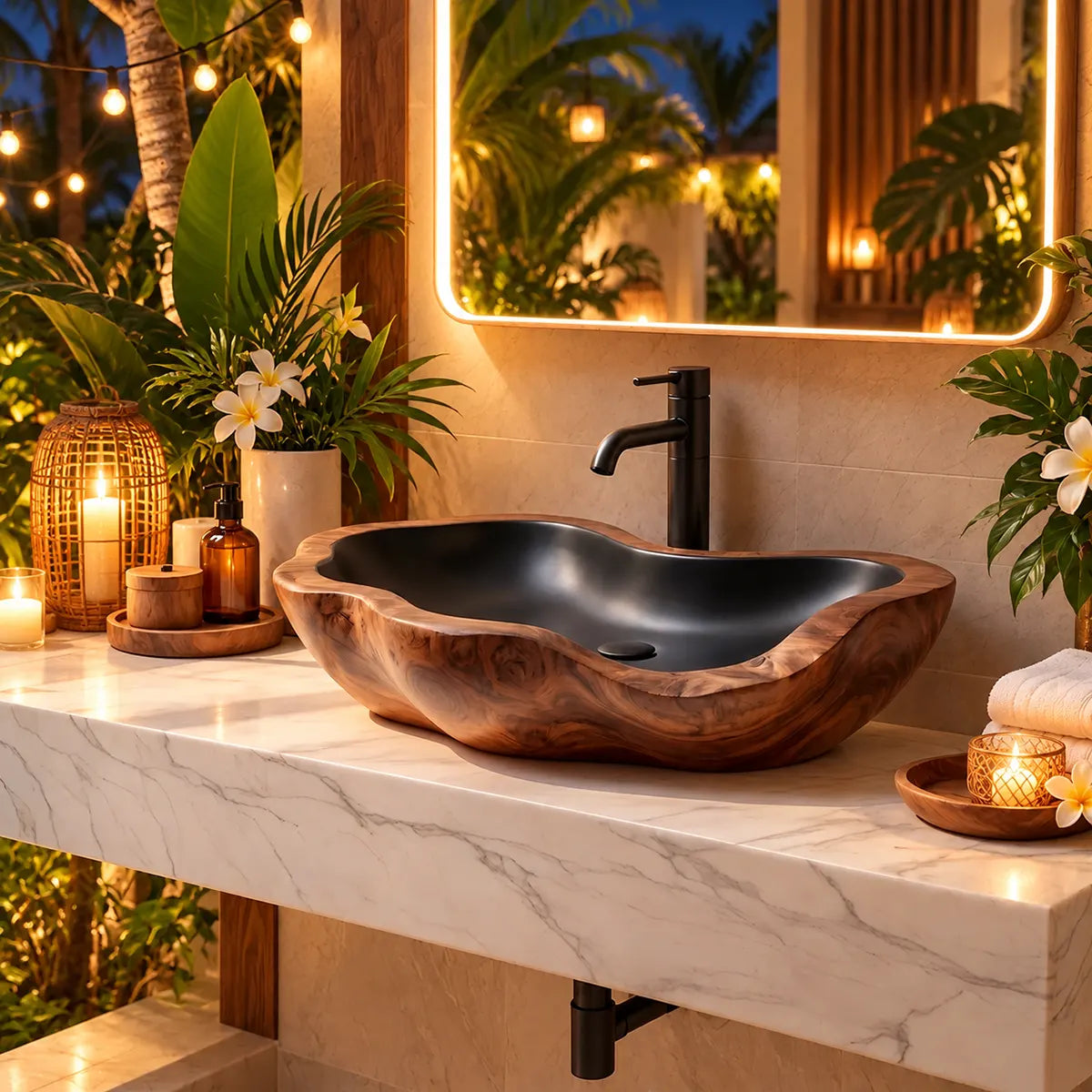 Organic Freeform Vessel Sink | Sculptural Asymmetrical Countertop Bathroom Basin TT006-1UMX3XP