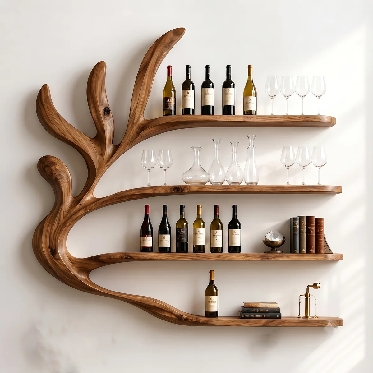 Tidal Branch Solid Wood Wall Wine Rack for Modern Homes Bar TT006-9560