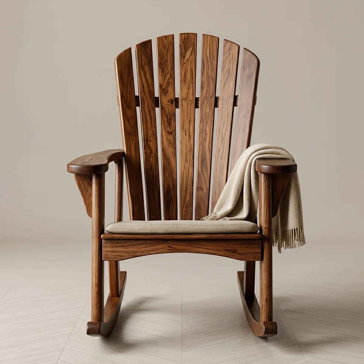 Handcrafted Solid Wood Adirondack Rocking Chair Outdoor Patio Chair
