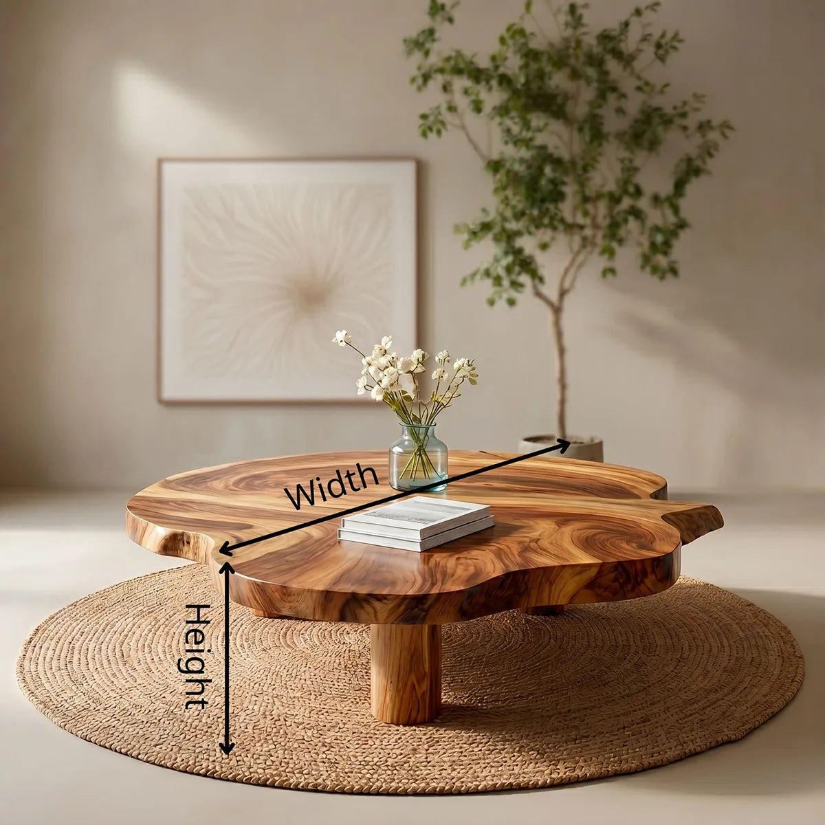 Organic Clover Solid Wood Coffee Table – Handcrafted Modern Living Room Table
