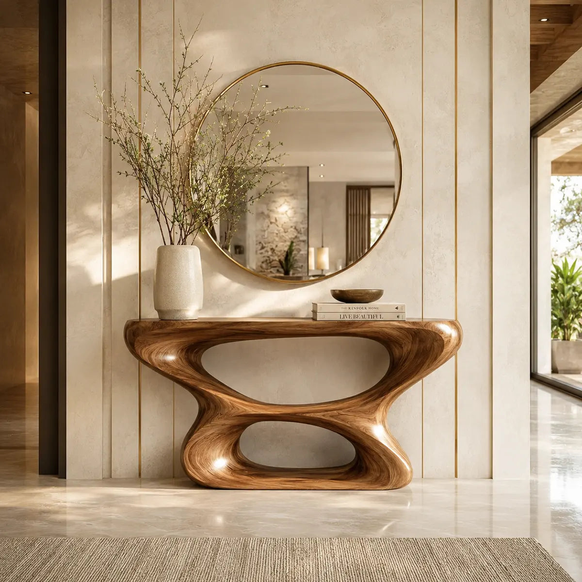 Modern Sculptural Console Table – Organic Contemporary Entryway Table TT006-4991
